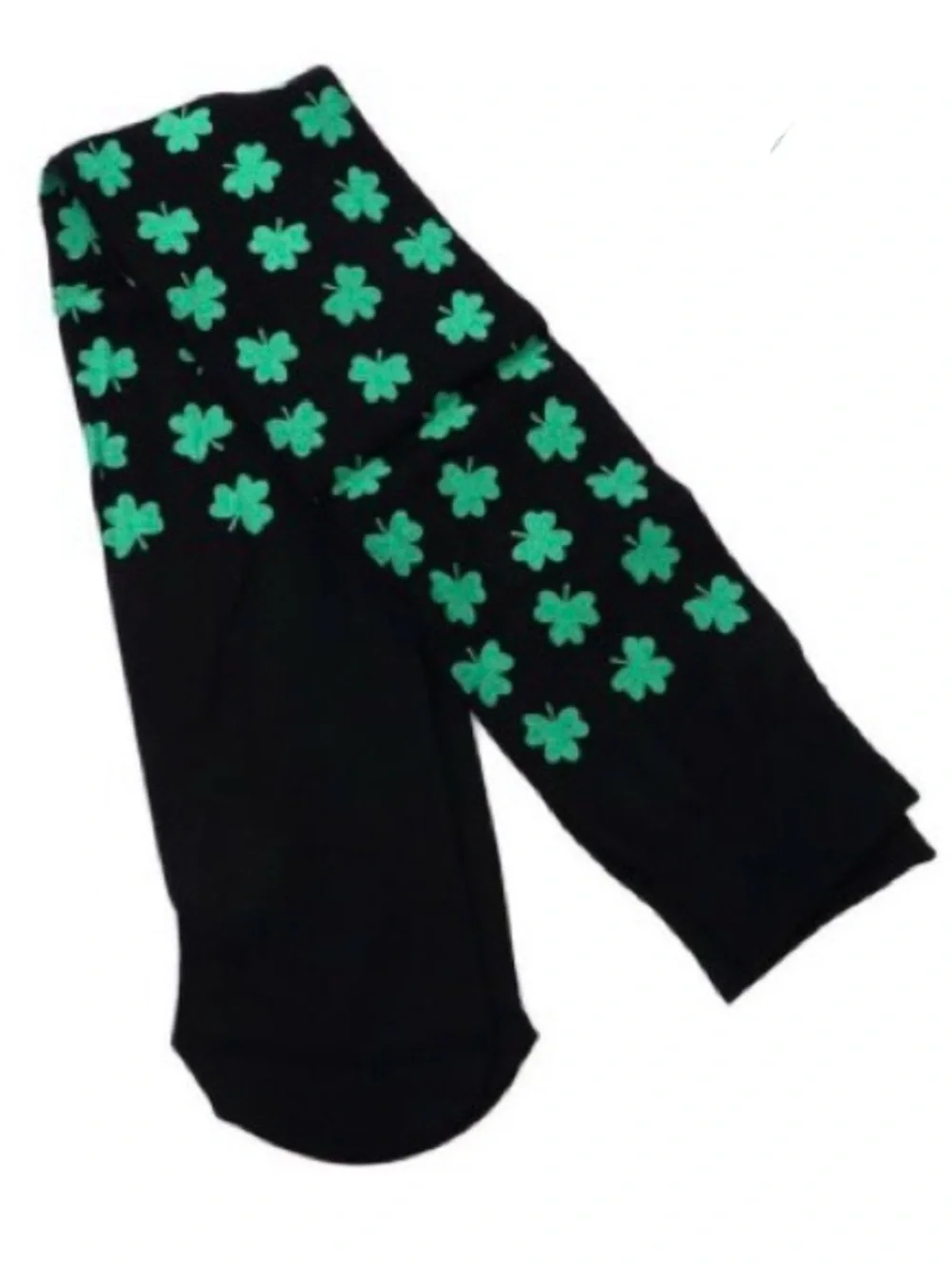 💞 New Women’s One Size Black & Green Shamrock Thigh-High St. Patrick’s Stockings